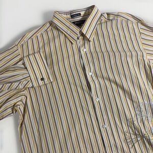 Sean John French Cuff W/Links Dress Shirt Men's Striped XXL Embroidered‎ Classic